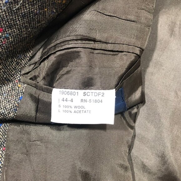 John Blair Mens Size 44 Speckled Brown Wool 3 Leather Button Blazer Suit Jacket - Picture 11 of 13